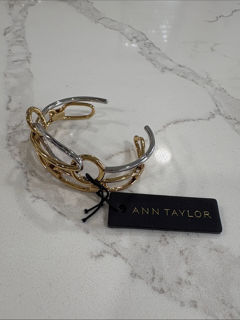 Ann Taylor Gold and Silver Mixed-Metal Cuff Bangle Bracelet Set - Picture 12 of 15